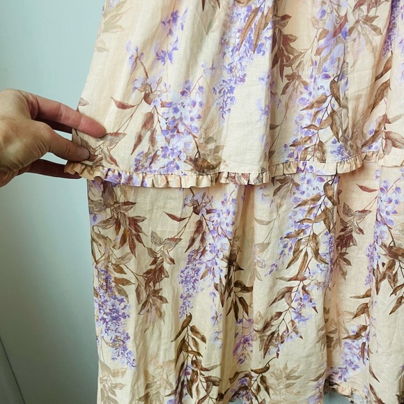 House of Harlow Linen Bustier Lace Up Back Tiered Maxi Dress - Picture 12 of 16